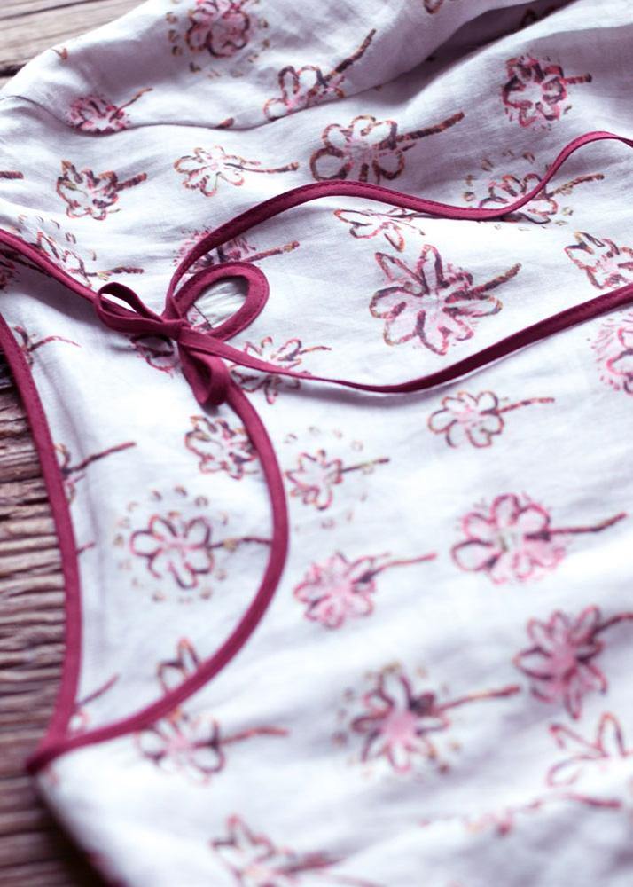 Unique O Neck Cinched Spring Quilting Clothes Tunic Floral Robe Dress - SooLinen