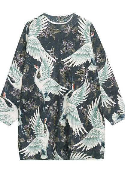 Unique O Neck Spring Blouses For Women Tutorials Crane Design Tops - SooLinen