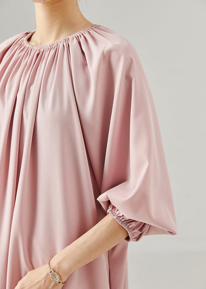Unique Pink Oversized Cotton Maxi Dresses Spring