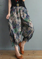 Unique Print High Waist Cotton Crop Pants