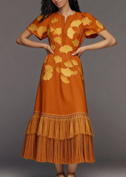 Unique Print Tassel Patchwork Cotton Long Dresses Summer