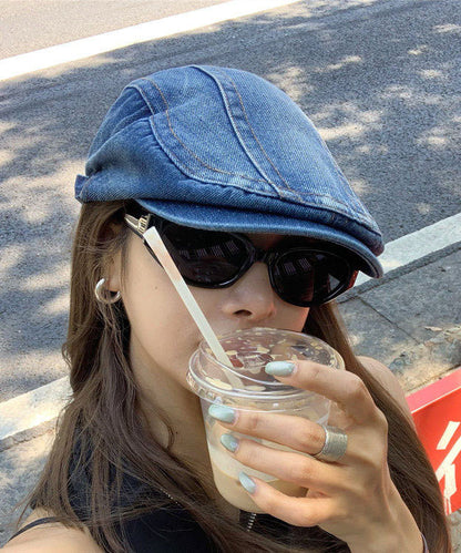 Unique Purple Patchwork Versatile Denim Breton Hat