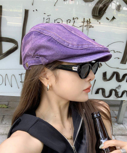 Unique Purple Patchwork Versatile Denim Breton Hat