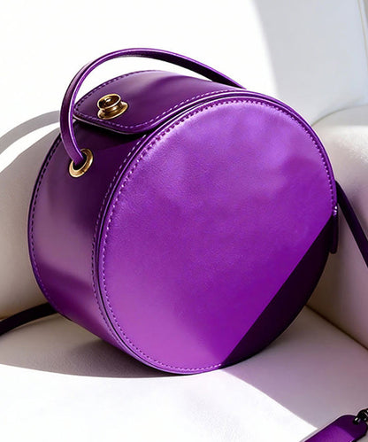 Unique Purple Rotundity Solid Durable Leather Crossbody Bag