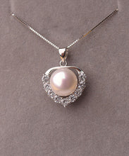 Load image into Gallery viewer, Unique Purple Sterling Silver Zircon Pearl Pendant Necklace