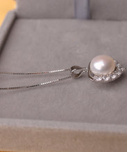 Load image into Gallery viewer, Unique Purple Sterling Silver Zircon Pearl Pendant Necklace