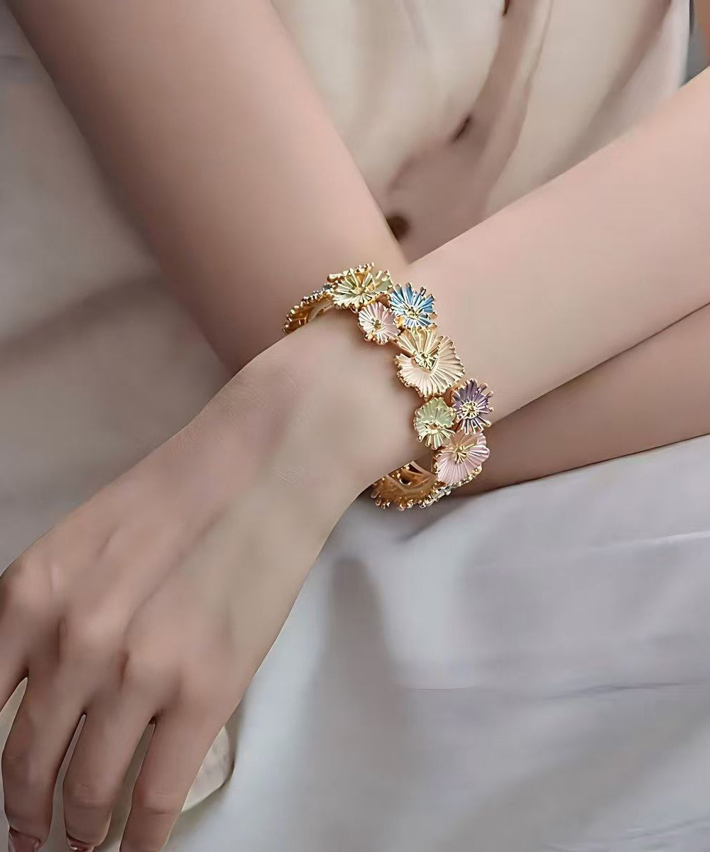 Unique Rainbow Alloy Floral Enamel Bangle