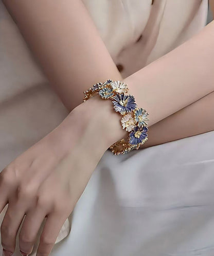 Unique Rainbow Alloy Floral Enamel Bangle