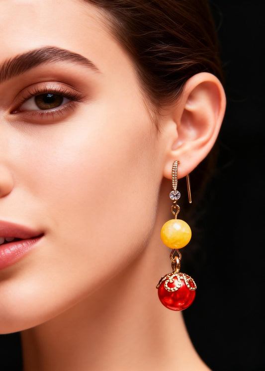 Unique Red Pearl Boutique Beeswax Drop Earrings