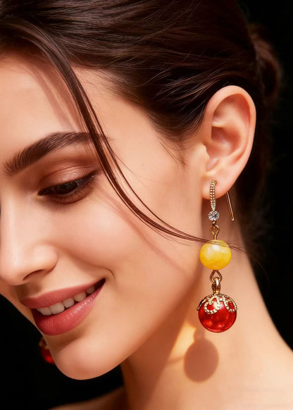 Unique Red Pearl Boutique Beeswax Drop Earrings