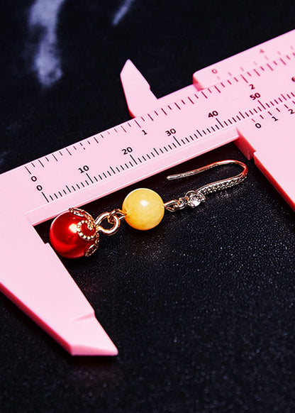 Unique Red Pearl Boutique Beeswax Drop Earrings
