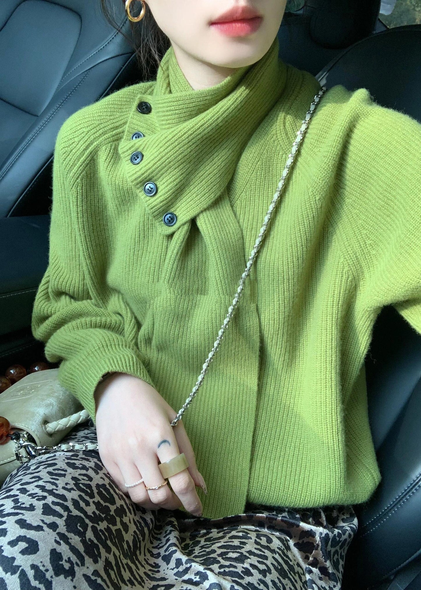 Unique Red V Neck Button Knitted Sweaters Tops Spring