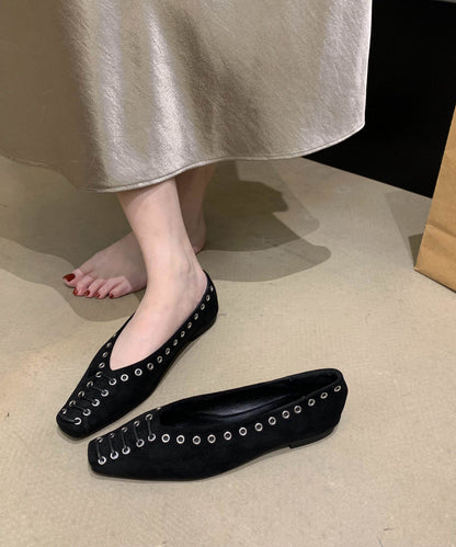 Unique Rivet Flat Shoes For Women Green Faux Leather