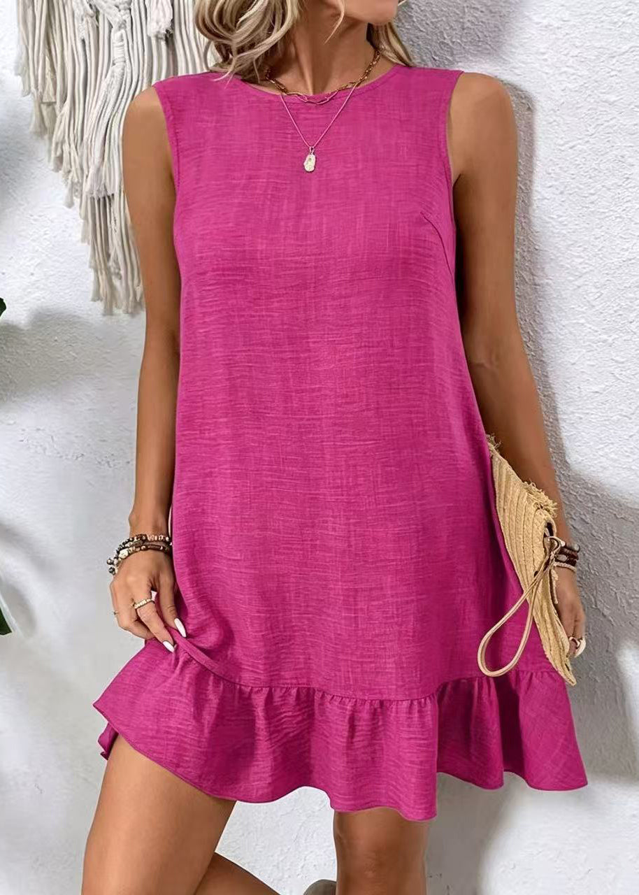 Unique Rose Oversized Cotton Mini Dresses Sleeveless
