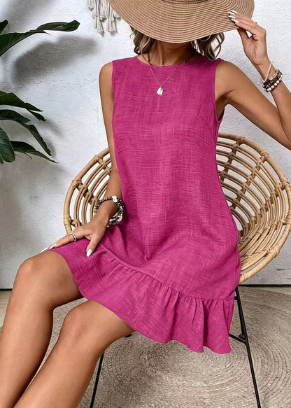 Unique Rose Oversized Cotton Mini Dresses Sleeveless