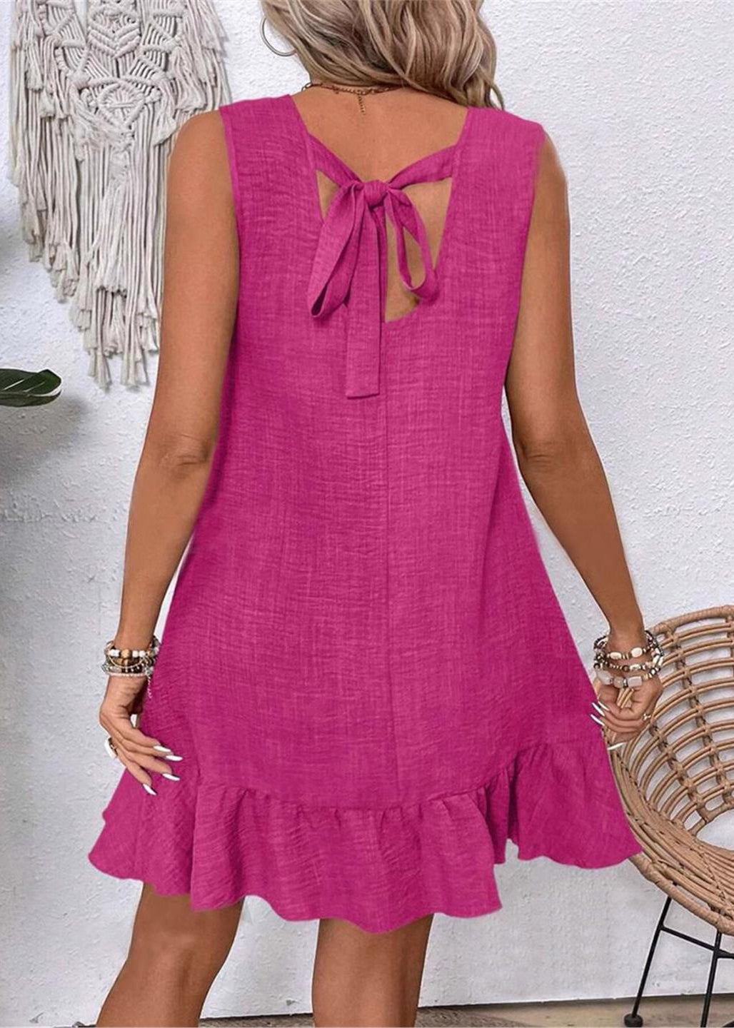 Unique Rose Oversized Cotton Mini Dresses Sleeveless