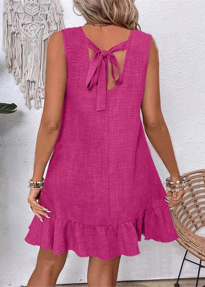 Unique Rose Oversized Cotton Mini Dresses Sleeveless