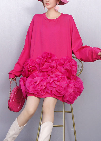 Unique Rose Oversized Floral Cotton Tea Dress Spring