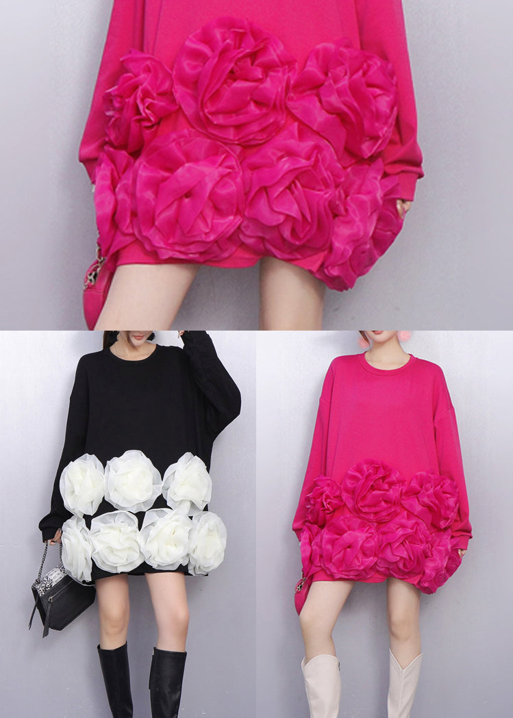 Unique Rose Oversized Floral Cotton Tea Dress Spring