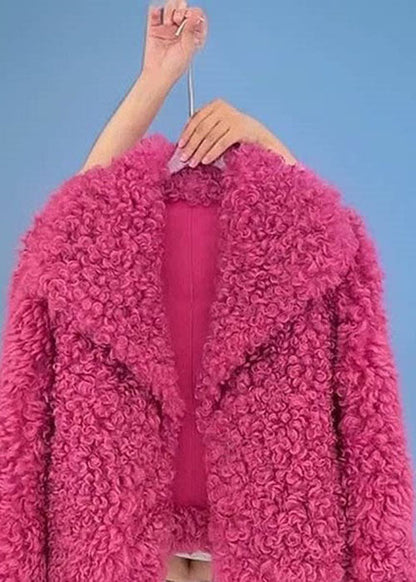 Unique Rose Peter Pan Collar Faux Fur Short Coat Winter