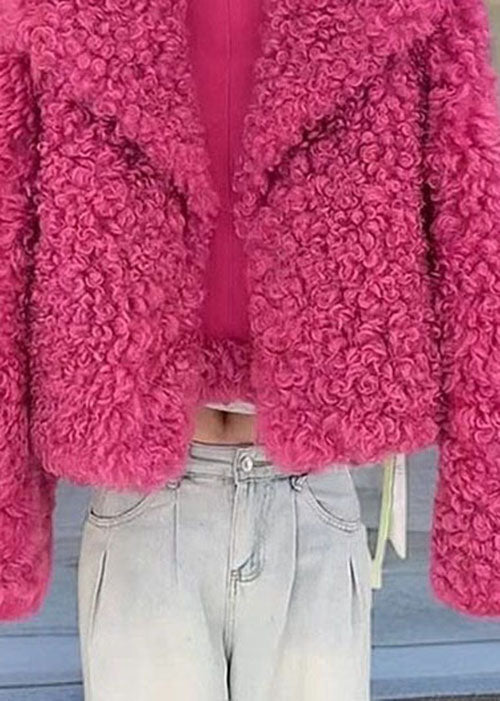 Unique Rose Peter Pan Collar Faux Fur Short Coat Winter