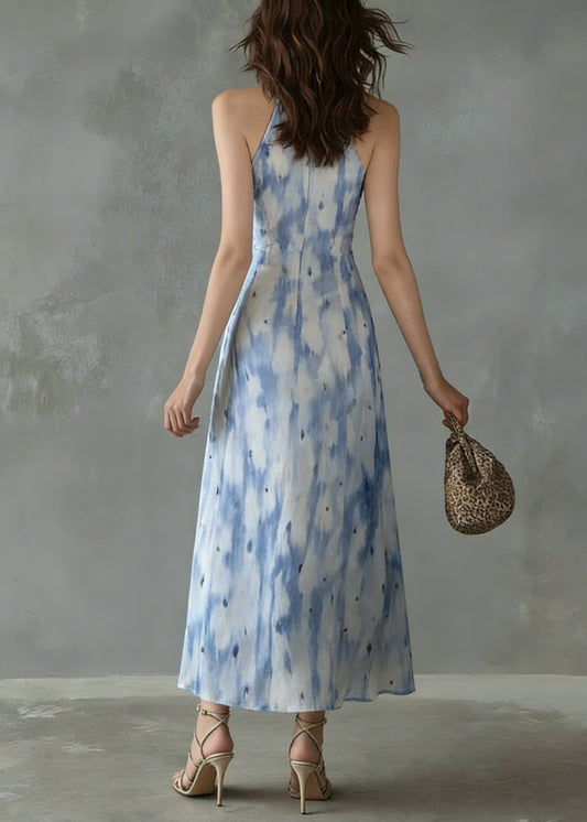 Unique Ruffled Print Slim Fit Chiffon Dress Sleeveless