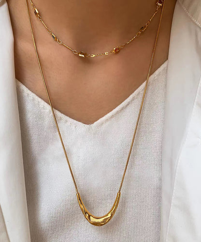 Unique Silk Copper Overgild Crescent Moon Pendant Necklace