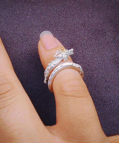 Unique Silk Panlong Meets Buddha Design Silver Rings