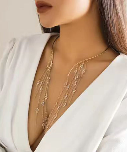 Unique Silk Stainless Steel Chain Tassel Lariat Necklace