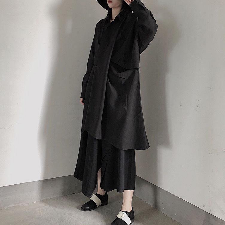 Unique Stand Collar Hollow Out Spring Quilting Clothes Pattern Black Maxi Dresses - SooLinen