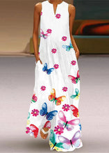 Load image into Gallery viewer, Unique White O-Neck Print Maxi Dresses Sleeveless
