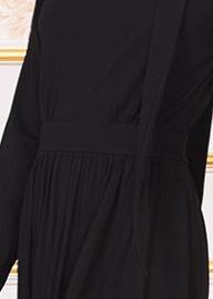 Unique black cotton clothes Women  Plus Size v neck Dresses - SooLinen