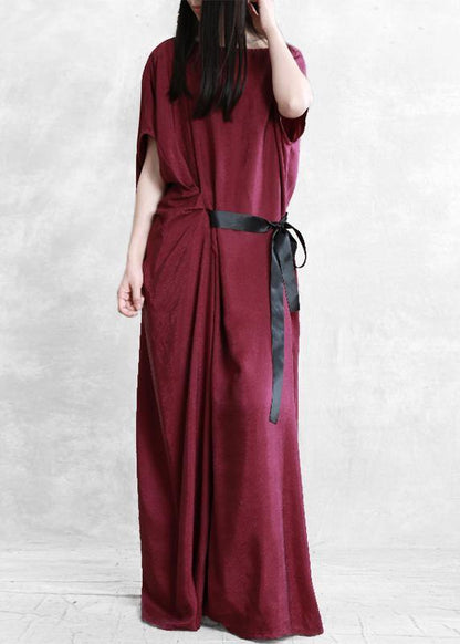 Unique green dress o neck asymmetric Robe summer Dress - SooLinen