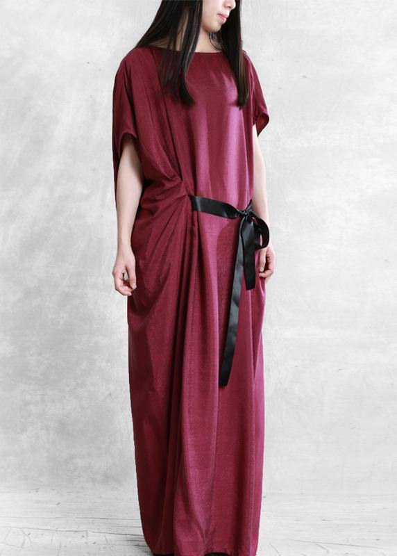 Unique green dress o neck asymmetric Robe summer Dress - SooLinen