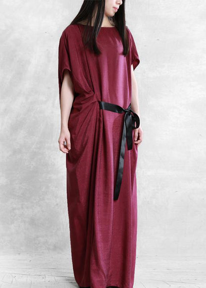 Unique green dress o neck asymmetric Robe summer Dress - SooLinen