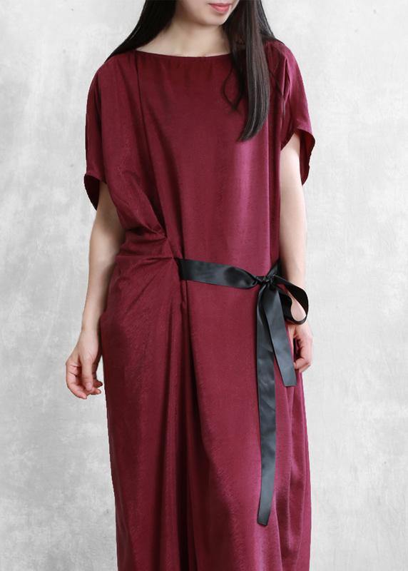 Unique green dress o neck asymmetric Robe summer Dress - SooLinen