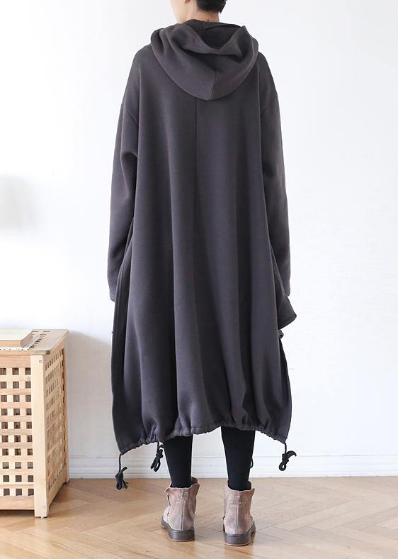 Unique high neck drawstring clothes Fashion Ideas gray A Line Dress - SooLinen