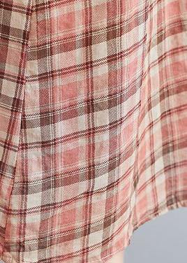 Unique o neck tie waist clothes Neckline yellow plaid loose Dress - SooLinen