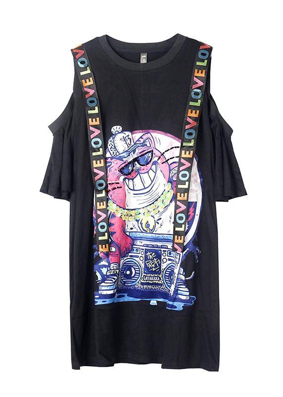 Unique off the shoulder Cotton clothes Women Shape white prints Dress summer - SooLinen