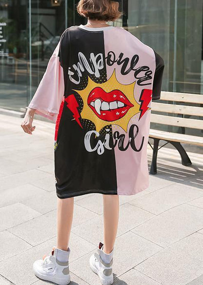 Unique patchwork color prints Cotton Wardrobes o neck cotton Dress - SooLinen