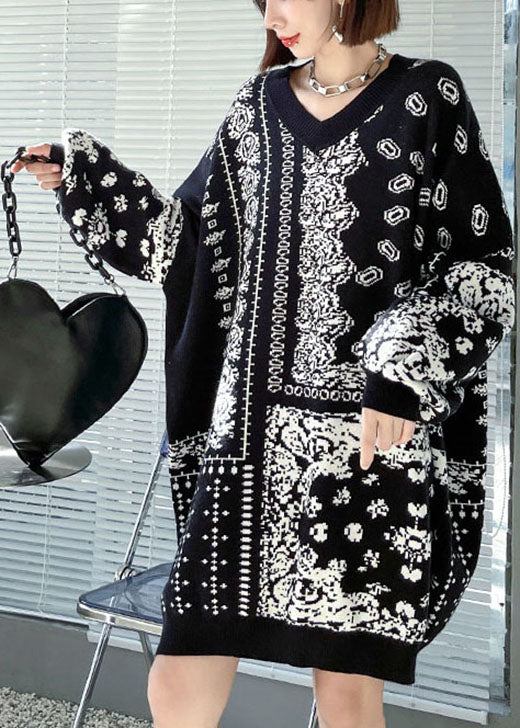 Unique retro V Neck Jacquard cozy Fall Hoodie