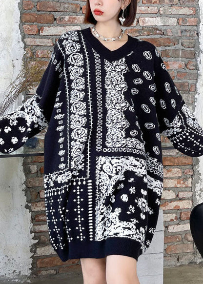 Unique retro V Neck Jacquard cozy Fall Hoodie