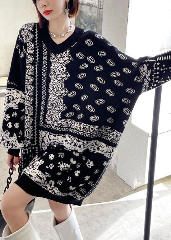 Unique retro V Neck Jacquard cozy Fall Hoodie