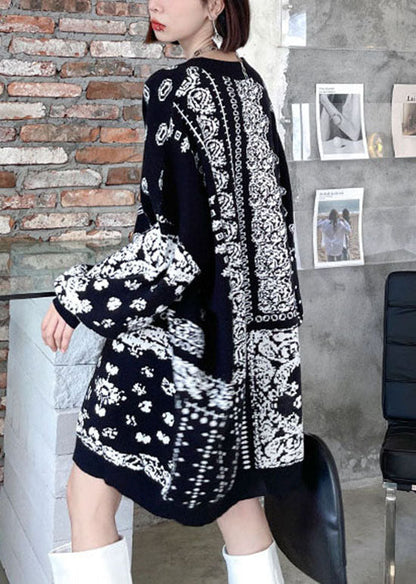 Unique retro V Neck Jacquard cozy Fall Hoodie