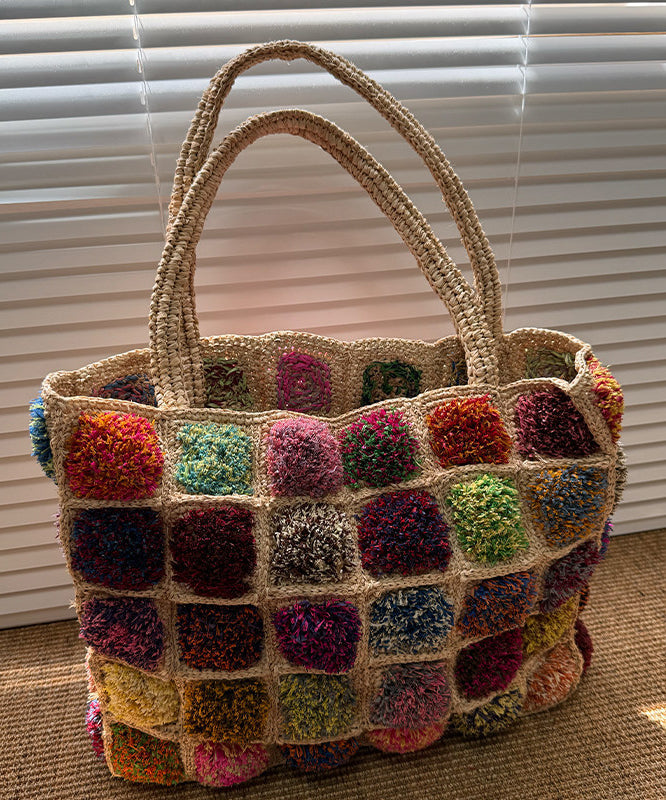 Vacation Style Colorful Woven Large Capacity Shoulder Bag