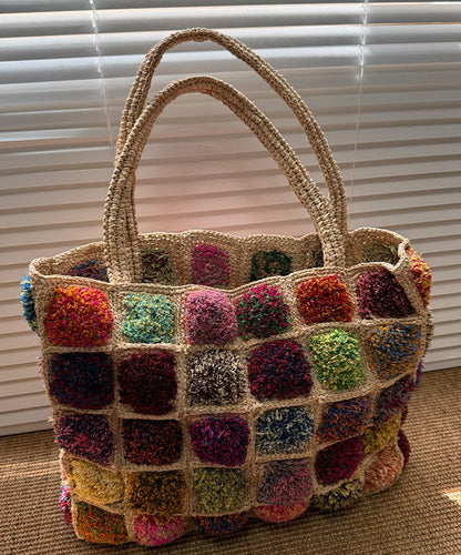 Vacation Style Colorful Woven Large Capacity Shoulder Bag