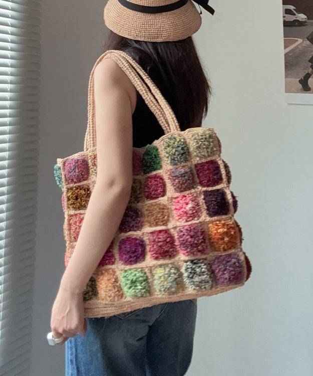 Vacation Style Colorful Woven Large Capacity Shoulder Bag