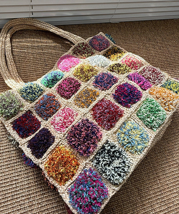 Vacation Style Colorful Woven Large Capacity Shoulder Bag