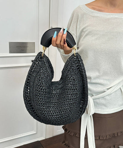 Vacation Style Green Large Capacity Beach Hand Woven Tote Bag
