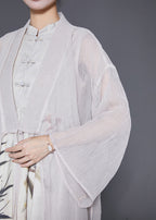 Vintage Beige Chinese Button Print Two Pieces Set Summer